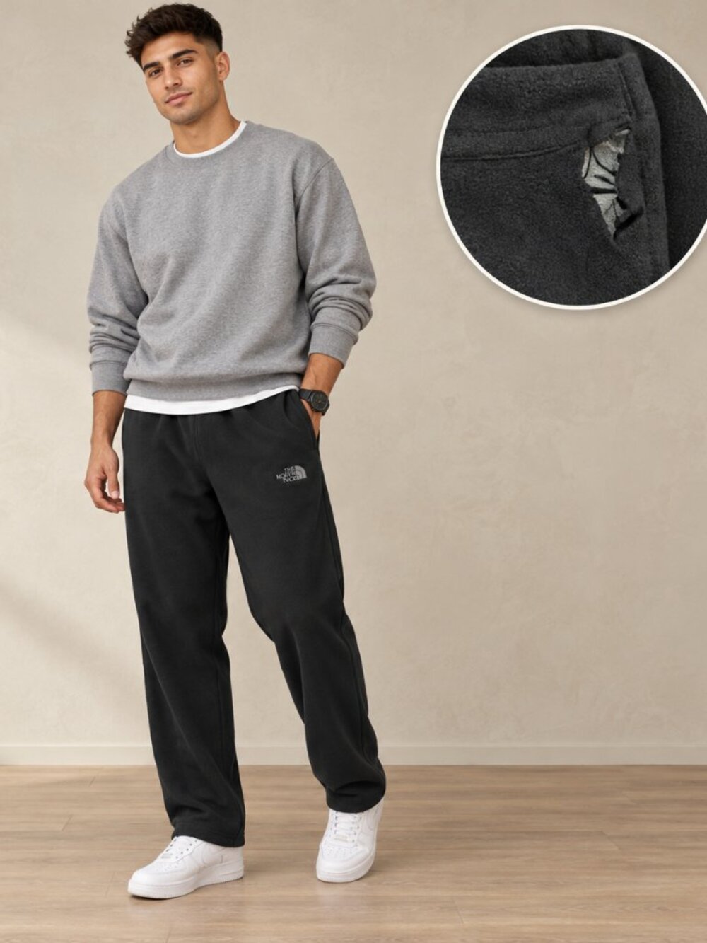 The North Face fleece pant jogger SZ  M Men’s RIP ON BACK POCKET